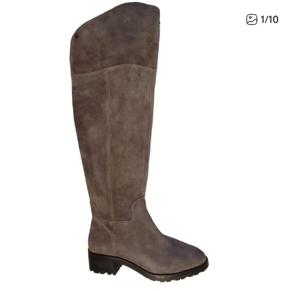 Vince Camuto Yorshie Gray Suede Wide Calf Over Knee Boots Gray 8